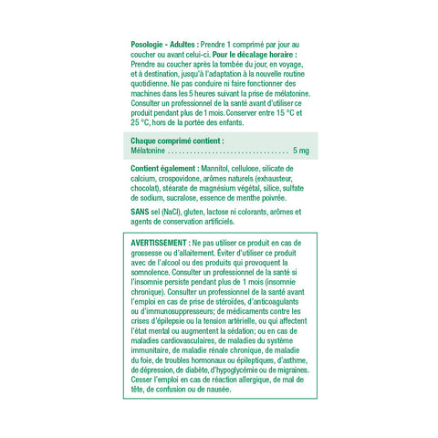 9469_melatonin 5mg value size_nutritional panel