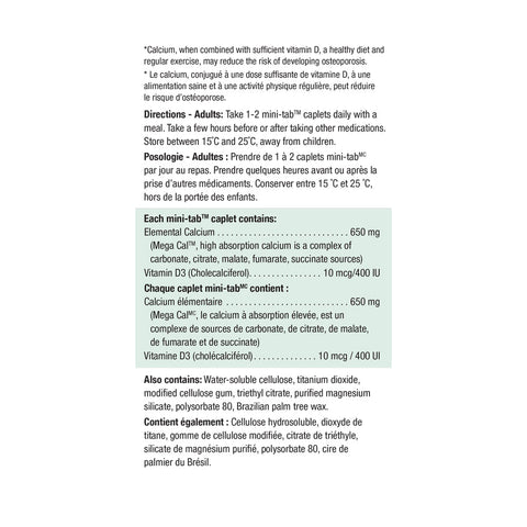 4871_mega cal calcium + vitamin d_nutritional panel