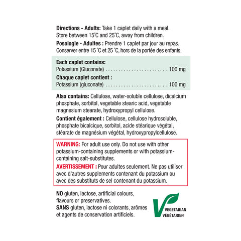 2137_timed release potassium 100mg_nutritional panel