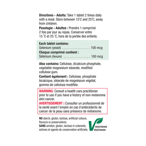 2393_selenium 100mcg_nutritional panel