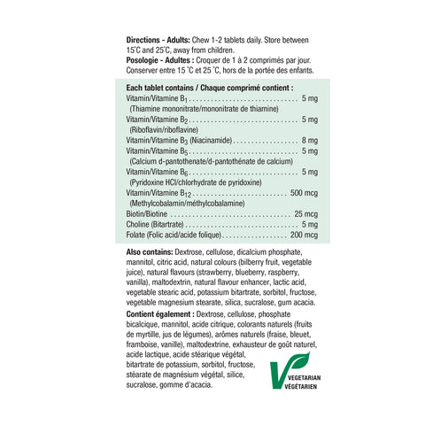 6599_vitamin b complex berry bliss_nutritional panel