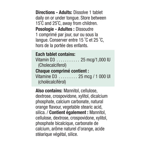 6926_Vitamin D Fast Dissolving_Nutritional Panel