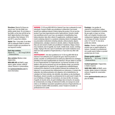 9825_Vitamin D3 Extra Strength Drops_Nutritional Panel