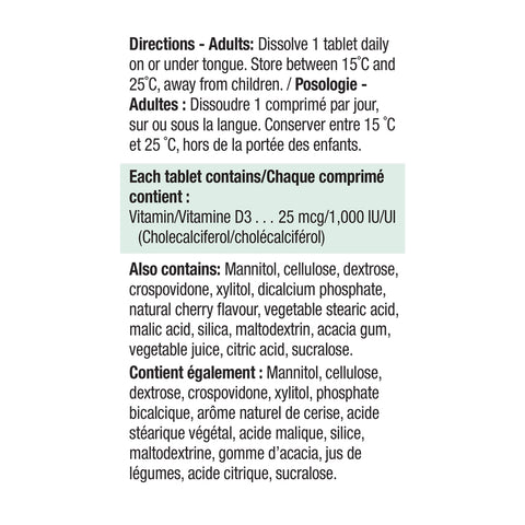 9036_Vitamin D Fast Dissolving_Nutritional Panel