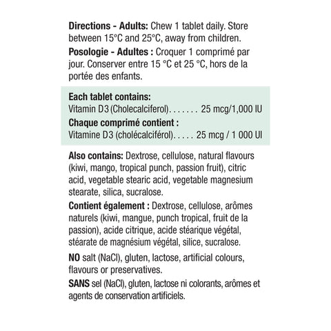 9044_Vitamin D Chewable_Tropical_Nutritional Panel