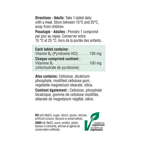 2022_Vitamin B6 100mg Label